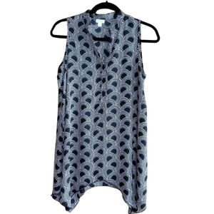 Spense Black & White Sleeveless Pullover Blouse Size Small